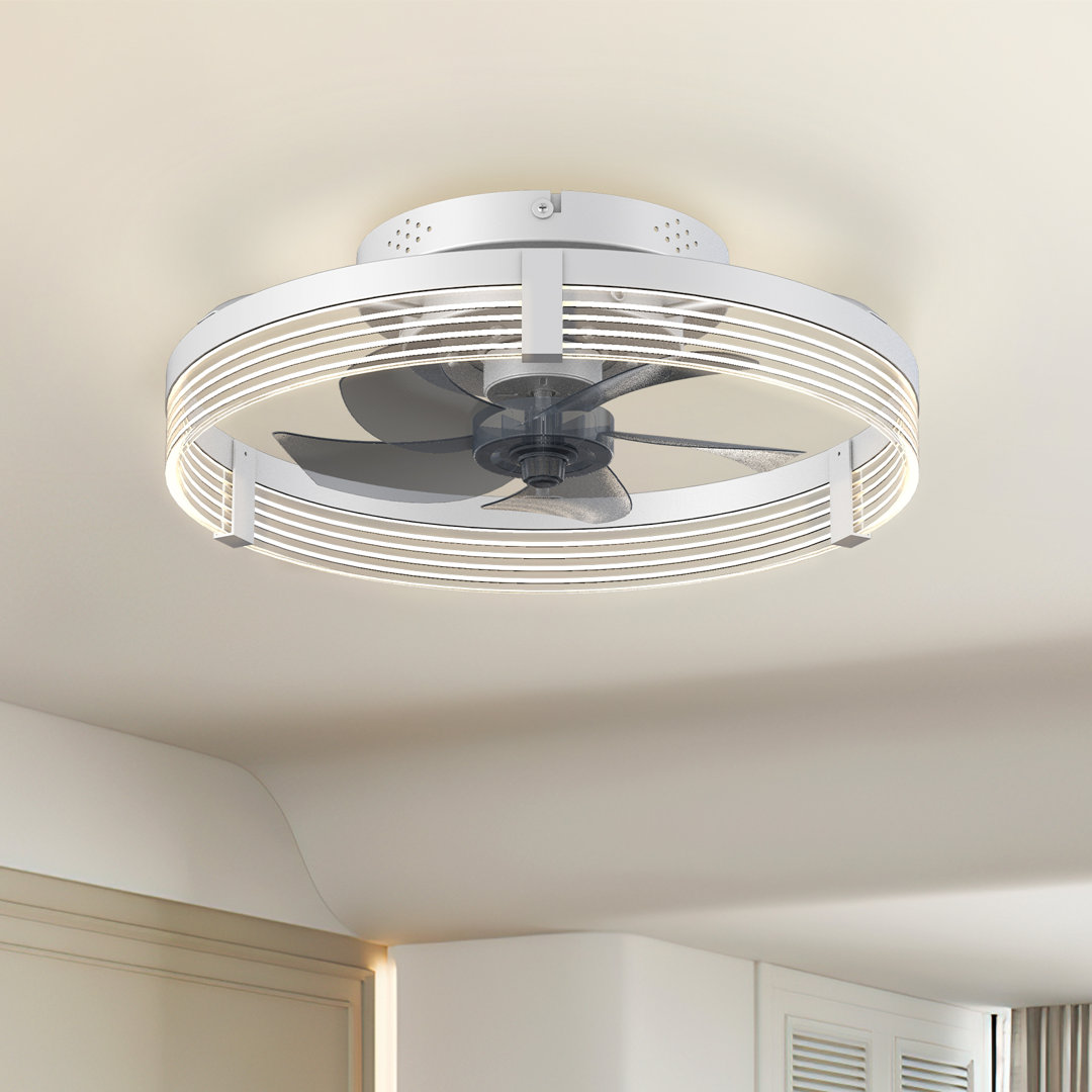 Kordae Indoor Bedroom Flush Mount Ceiling Fan with Light